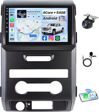 Car Radio Stereo for Ford F150 2009-2014: Android 13 9 inch Touchscreen Head Unit Wireless CarPlay Android Auto GPS Upgrade 5G WiFi SWC FM AM RDS DSP Free Backup Camera
