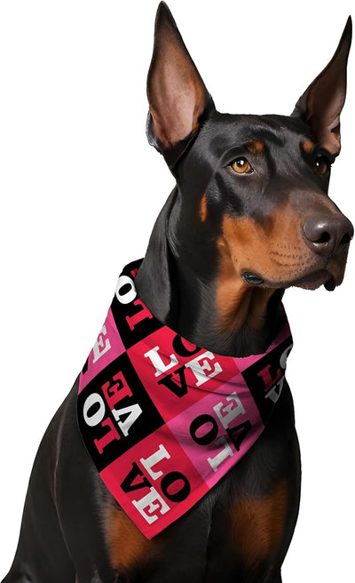 W Brings Bandana for Dogs | This Stunning Gorgeous Design Dog Bandana Scarf is Perfect Styling Accessory for Dogs Large, Medium & Small. One Size Fits All. (Medium - Large, Love)