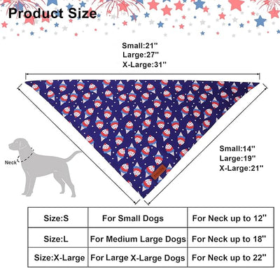 PTDECOR American Flag Dog Bandana Ice Cream Flag Patterns, 4th of July Pet Scarf, Reversible Triangle Patriotic Bandanas for Medium Large Dogs Pets (Large)