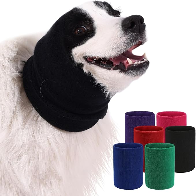 Dog & Cat Calming Band Cat Anxiety Relief Cover,Double Layer Thickened Pet Ears Elastic Neck Band Noise Cancelling Ear Muffs for Anxiety Relief/Noise Protection,Grooming,Thunder,Fireworks