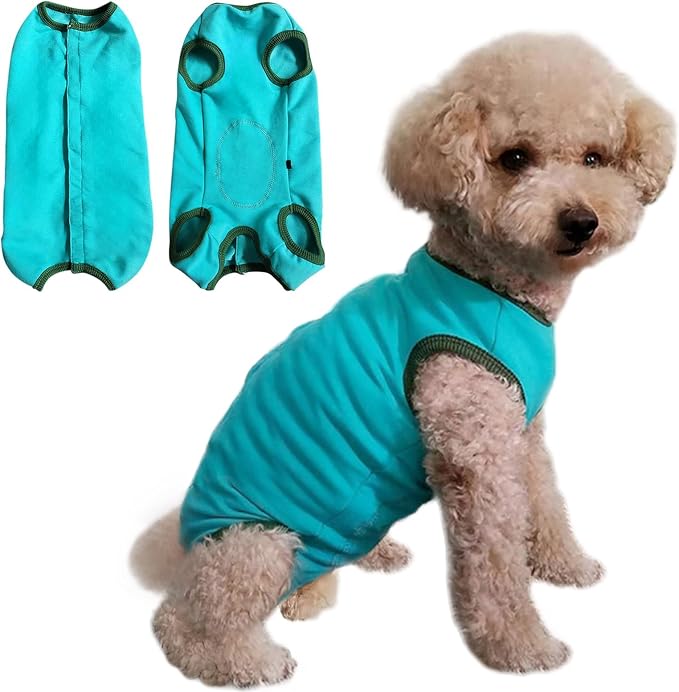 Dog's Recovery Suit Post Surgery Shirt for Puppy, Small Dog Surgical Recovery Suit for Female Male Dogs, Dog Onesie Protect Surgical Wound(Blue-m)