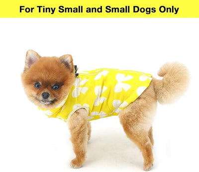 SMALLLEE_LUCKY_STORE Pet Water Resistant Winter Jacket Vest with D-Ring for Small Dog Cat Zip-up Padded Puppy Coat Chihuahua Yorkie Kitten Warm Clothes, Yellow, S