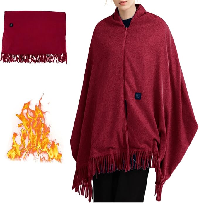 Heated Shawl Wraps for Women Portable Heated Blanket Wearable USB Heating Blanket Scarf for Winter Home Office Travel