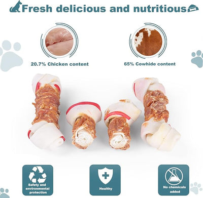 Dog Treats Chicken Wrapped Rawhide Bones and Chicken Wrapped Sweet Potato Dog Treats, Puppy Training Snacks