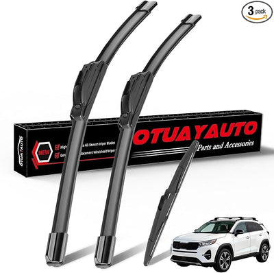 OTUAYAUTO Windshield Wipers Replacement for Kia Sportage 2017-2023 Kia Sorento 2016-2020, Hyundai Santa Fe 2019-2023 Quiet No Trace Front Rear Wiper Blades U/J Hook 26"+16"+11" (Pack of 3)
