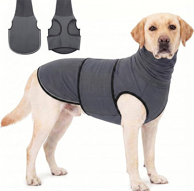 KOESON Dog Anxiety Vest with Ear Wraps, Large Dog Thunder Jacket with Double Compression, Breathable & Reflective Dog Calming Hoodie for Thunder, Fireworks, Travel, Separation, Grey XXL