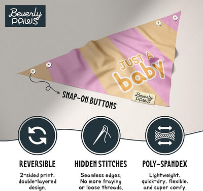 Funny Snap-On Dog Bandana for Small Medium Large Pets, Dogs Cats Adjustable Handkerchief Scarf for Girl & Boy, Cute Puppy Apparel & Accessories (Just A Baby, Medium)