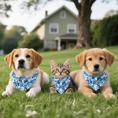 KEIAHUAN Fish Camo Reversible Dog Bandanas 1PCS Birthday Gift Washable Dog Bandana Bib Double Reversible Kerchief Scarf Adjustable Accessories for Small to Large Dog Puppy Cat