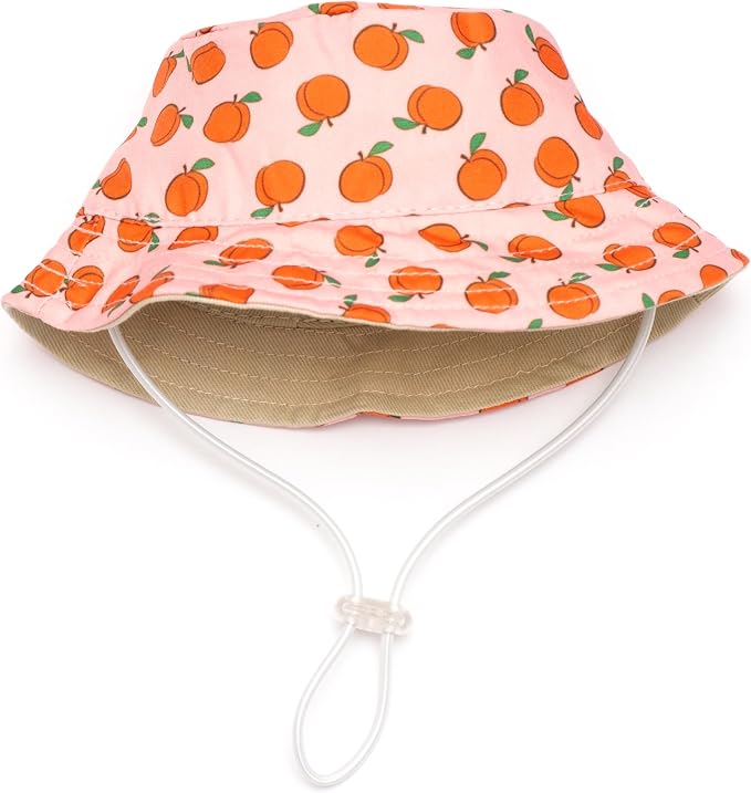 THE WORTHY DOG Peachy Keen Hat for Dogs – Lightweight Pet Sun Hat with Adjustable Chin Strap, Soft Brim & Bright Colors - Peach, Large