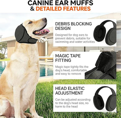 Dog Ear Covers for Bath: Waterproof Ear Wraps Noise Cancelling for Fireworks/Swimming/Vet Visits/Grooming/WalkingDogs