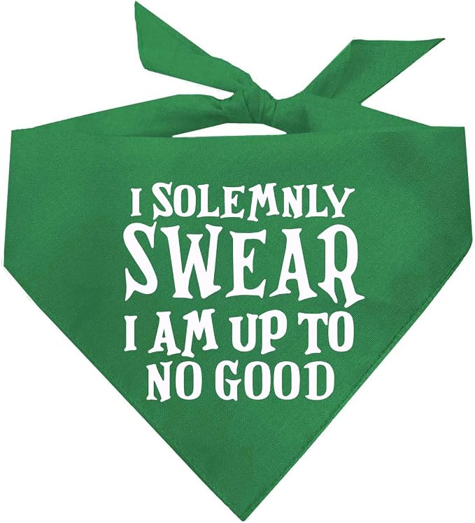 I Solemnly Swear I Am Up to No Good Dog Bandana (Green, XS 1101)