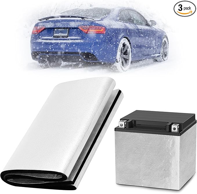 3mm 40"×7" Universal Car Battery Insulation Kit, Extreme Temperature Protection Battery Wrap Blanket, Thermal Insulation Protector, Simple DIY Installation