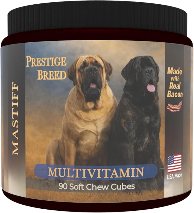 Mastiff Multivitamins, 90 Count, Made in the USA with Real Bacon.