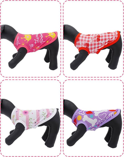 PET SHOW 4 Pack Dog Shirts for Small Dogs Female Tank Top Tee Red Pink T-Shirts Pets Sleeveless Vest Girl Dog Clothes(Large)