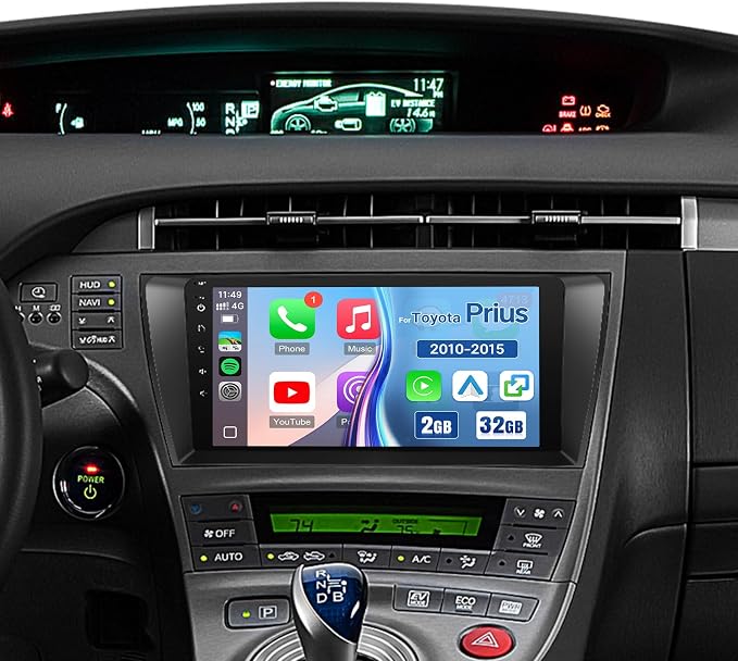 Car Stereo for Toyota Prius 2010 2011 2012 2013 2014 2015 Radio with Wireless CarPlay Android Auto, 9'' Touchscreen with Bluetooth GPS Navigation WiFi Backup Camera MIC for J.B.L & Big Screen
