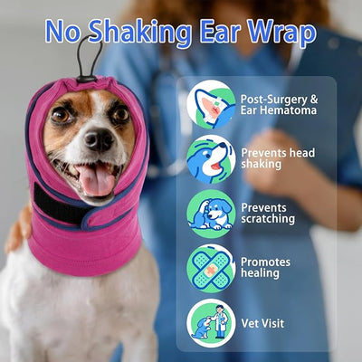 MIGOHI Dog Ear Cover for Anxiety Relief, Noise Cancelling Muffs for Fireworks Thunderstorms,Quiet Ears for Dogs with Hook & Loop,Adjustable Soft No Shake Ear Wrap for Dogs Hematoma,Vet Visit,Purple L