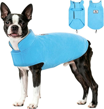DENTRUN Reversible Dog Coat - Windproof Polar Fleece Vest with Reflective Neck Strips, Hook & Loop Closures, Sleeveless Cold Weather Jacket for Large Dogs, XL
