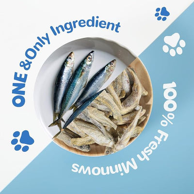PAWUP Freeze-Dried Minnows Treats for Dogs & Cats, Freeze Dried Duck Treats for Cats Dogs, Rawhide Free Freeze-Dried Raw Food Topper, High Protein