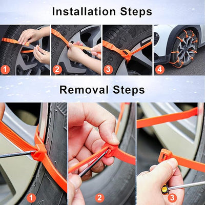 Reusable Snow Tire Chains for Trucks & SUVs - 2025 Upgrade 10 PCS Emergency Anti-Skid Traction Chains, Heavy Duty Plastic Wheel Cables for Winter Driving on Snow/Ice & Muddy Roads