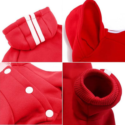 Pet Outfit - Cute Dog Hoodie Sweater Tracksuit Winter Clothes Jumpsuit Pajamas 4-Legs Red for Puppy Small Medium Large Dogs Boy or Girl (Large)