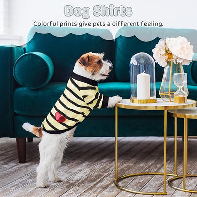 Dog Shirts for Small Dogs Cats, Dog Striped T-Shirts Dog Vest Pet Apparel Tee Shirts Spring Summer Suitable for Small and Medium Large Pets French Bulldog Bichon, Beige XS