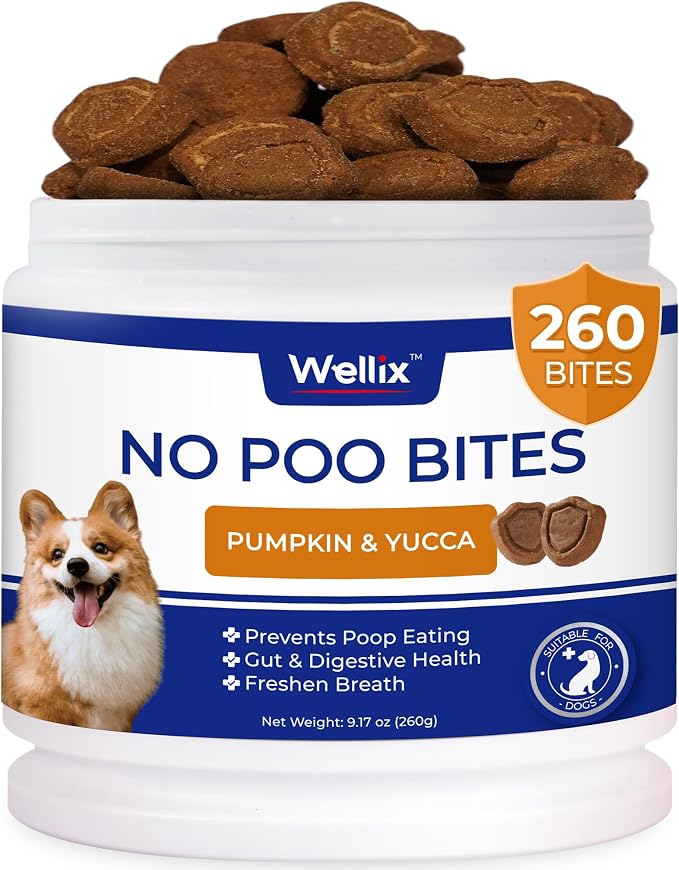 260 Bites No Poo Chews for Dogs - Stool Eating Deterrent for Dogs Coprophagia Relief with Probiotics Digestive & Gut Health - Support Breath Freshener & Immune System, Chicken & Pumpkin Flavor