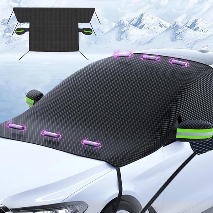 Car Windshield Cover for Honda Pilot 2002-2026 YF/YH, Magnetic Windshield Snow Covers Against Frost Ice and Snow Windshield Frost Cover with Side Window and Rearview Mirror Protector