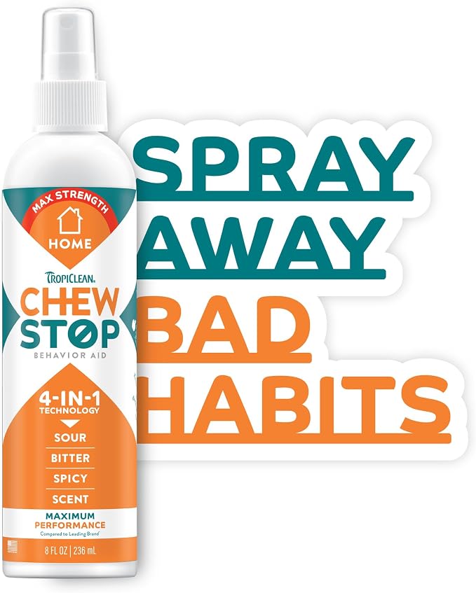 No Chew Spray for Home, Better Than Bitter Apple Spray, Safe & Natural Chew Deterrent, Protect Furniture, Wall Corners & More! 8oz