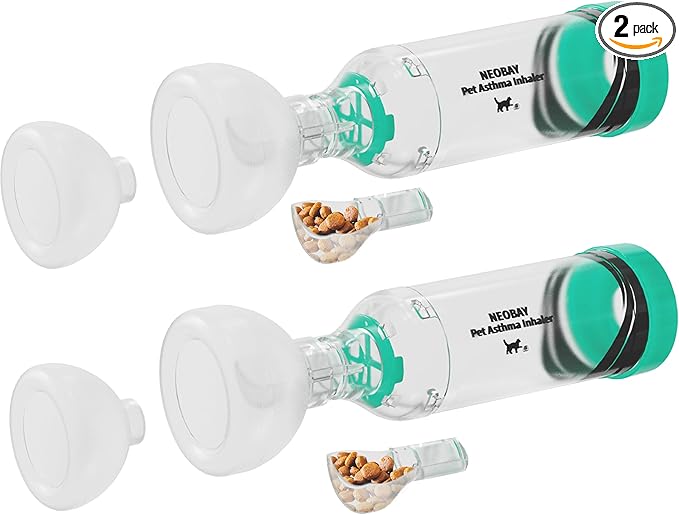 Cat Inhaler Spacer with Unique Panic Soother – Two Sets Included, 2 Pairs for Convenient Use (Backup Inhaler for When One is Still Not Dry After Cleaning)