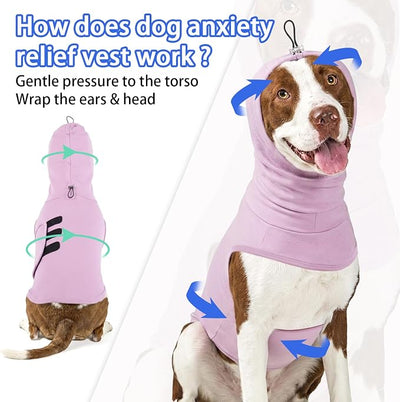 MIGOHI Calming Vest for Large Dogs | Soft XL Dog Anxiety Vest with Head Wrap, Dog Anxiety Jacket for Fireworks, Thunderstorm, Anxiety Shirt for Dogs Vet Visit, Travel,Separation,Purple,XL