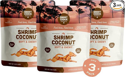 Smart Cookie Healthy Soft Dog Treats - Shrimp & Coconut - Grain Free Limited Ingredient Training Treats for Dogs with Sensitive Stomach & Allergies, Natural Novel Protein, Made in the USA (5oz.)