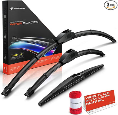 A-Premium 26"+16"+12" Windshield Wiper Blades Compatible with Lexus NX350/NX450h+ 2022-2024, UX200, UX250h - Front Rear Wipers Blade Set, Hook/RL2 Arm, with Wear Indicator & Towel (Pack of 3)