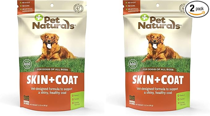 Skin and Coat for Dogs, Bite-Sized Soft Chews, Salmon Oil and Omega Fatty Acids, Soothe Dry-and Itchy Skin, No Corn or Wheat, Vet Formulated, Veggie Flavor, 30 Count (Pack of 2)