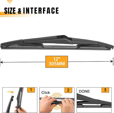 AUTOBOO 12 Inch Rear Wiper Blade Replacement for Ford Focus 2012-2018 Fiesta 11-18 -BACK Windshield Wiper Blade -Original Factory Quality (Pack of 1)