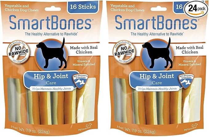 SmartBones Hip and Joint Care Sticks, Rawhide-Free Chews for Dogs, with Glucosamine and Chondroitin, 16 Count (Pack of 2)