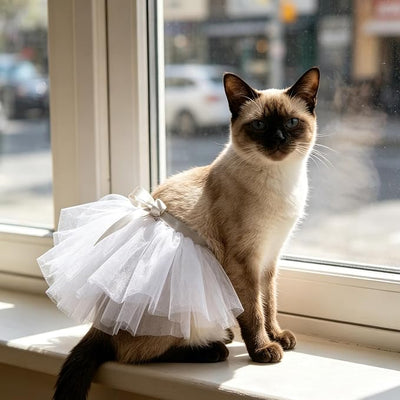 Dog Tutu Tulle Dress for Dogs Small Large Medium Puppy Dress Ballerina Costume Skirt for Holiday Puppy Cats Bunny Pet Outfit 4th of July Party Photo Prop Supplies (White, Small)