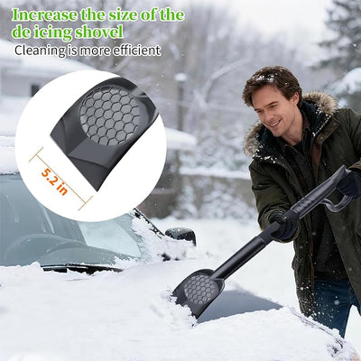 3-in-1 Ice Scraper for Car Windshield,25.8 inch Emergency Snow Shovel with 5.2inch Shovel Blade,Detachable Snow Scrapers with Ergonomic Soft Foam Grip for Cars, Trucks, SUVs, Vehicle(Green)