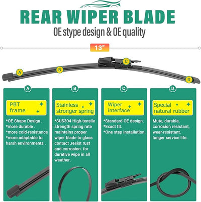 26" 19" 13" Windshield Wiper Blades Replacement for Range Rover Velar 2018 2019 2020 2021 2022 2023 2024 2025 Land Rover Velar L560 Premium All Weather Front Rear Wipers Set - OEM Quality (Pack of 3)