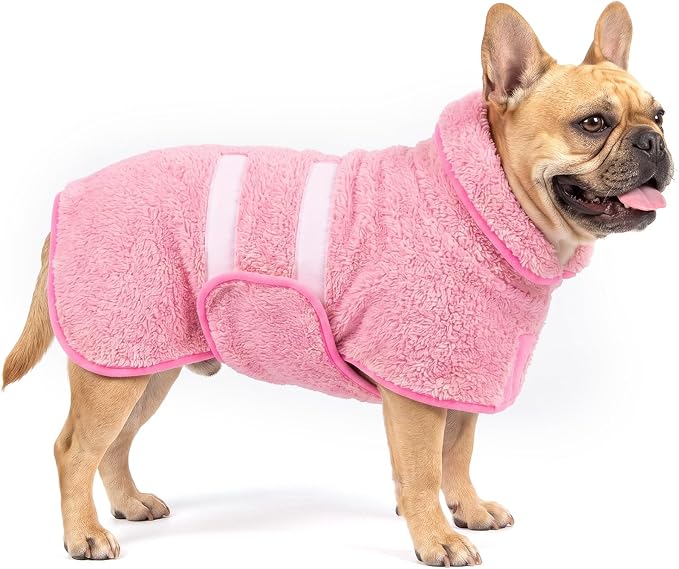 Bienbee Dog Bathrobe, Quick Drying Super Absorbent Pet Robes for Small Medium Large Dogs, Drying Coat for After Bath & Swim, Warm & Cozy Dogs Towels, Dog Puppy Bath Supplies, Pink M
