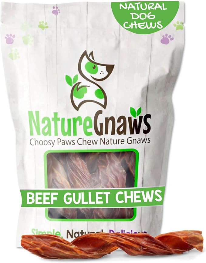 Beef Gullet Springs for Dogs 7-8" (6 Count) - Natural Beef Jerky Stick Dog Chew Treats - Rawhide Free