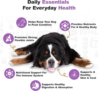 Doggie Dailies 5 in 1 Multivitamin for Dogs, Dog Multivitamin for Skin and Coat Health, Joint Health, Improved Digestion, Antioxidants, Support a Healthy Immune System (Peanut Butter) 225 Soft Chews