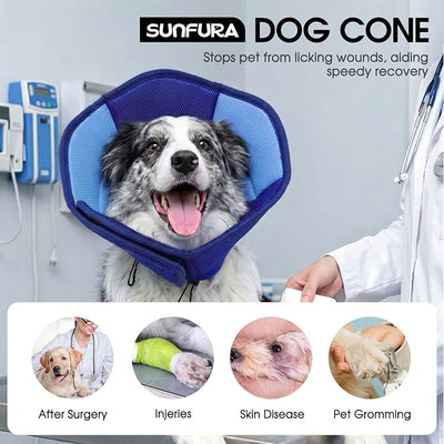 Dog Cones for Large Dogs, Soft Pet Cone Stop Licking After Surgery, Adjustable Pet E-Collar Alternative for Wound Healing, Dark Blue X-Large