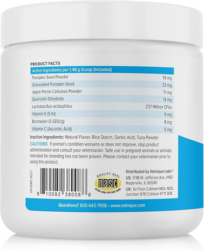 Vetnique Glandex for Cats, Anal Gland Powder & Fiber Supplement for Scooting, Probiotics for Cats with Pumpkin, Digestive Enzymes, Healthy Anal Gland Support (4oz, Anal Gland Powder - Tuna)