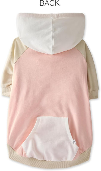 Pet Passion Rocky – The Original Lightweight Hooded Tee 100% Organic Cotton Dog Hoodie Pet Coat Sweater for All Sized Dogs, Original Pink Colorblock, Medium (20-45 lbs)
