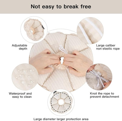 H HIDREAM Soft Cat Cone Collar， Cute Adjustable Cat Recovery Collar，Elizabethan e Collar that can Protect Head and Foot Wounds，Egg White All-Season Style