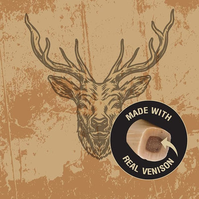 Rewardables | Wild Chews | Venison Recipe, Made with Real Venison, Limited Ingredient, Long Lasting Chews for Large Dogs | 12 Count