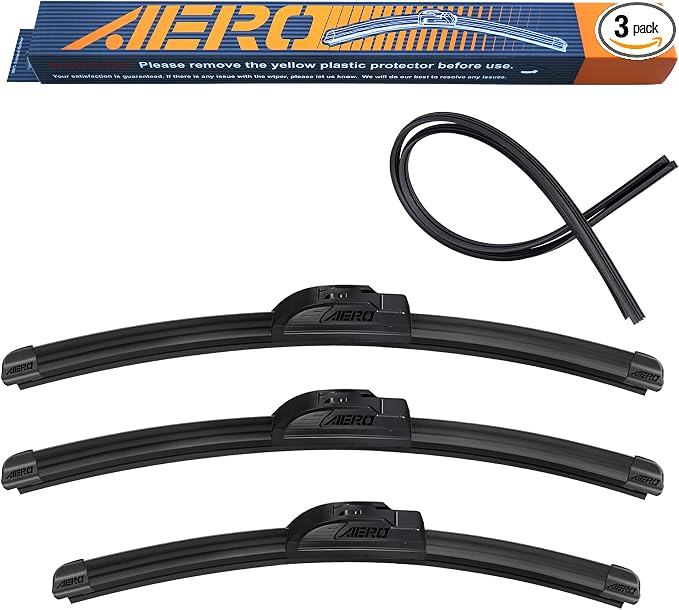 AERO Wipers OEM Replacement for Honda Insight 2017-2008, 21"+19" Front + 16" Rear, All-Season Windshield Wiper Blades with Extra Squeegee Refills + 1-Year Warranty (Set of 3)