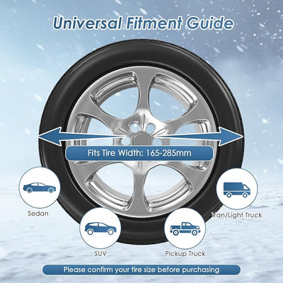 Snow Chains, 8 Packs Anti Slip Tire Chains, Pickup, Truck & SUV, Adjustable Thickening Reusable Anti-Slip Traction Tire Chains - Emergency Use in Snow, Ice, Sand and Mud (Fits 165-285mm Tires)