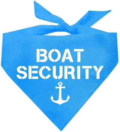 Boat Security Dog Bandana | 100% Cotton Adjustable Triangle | Made in USA | Boat Lover | Captain | Beach | Lake | Funny Outfit Prop Photoshoot | Turquoise, XS 243