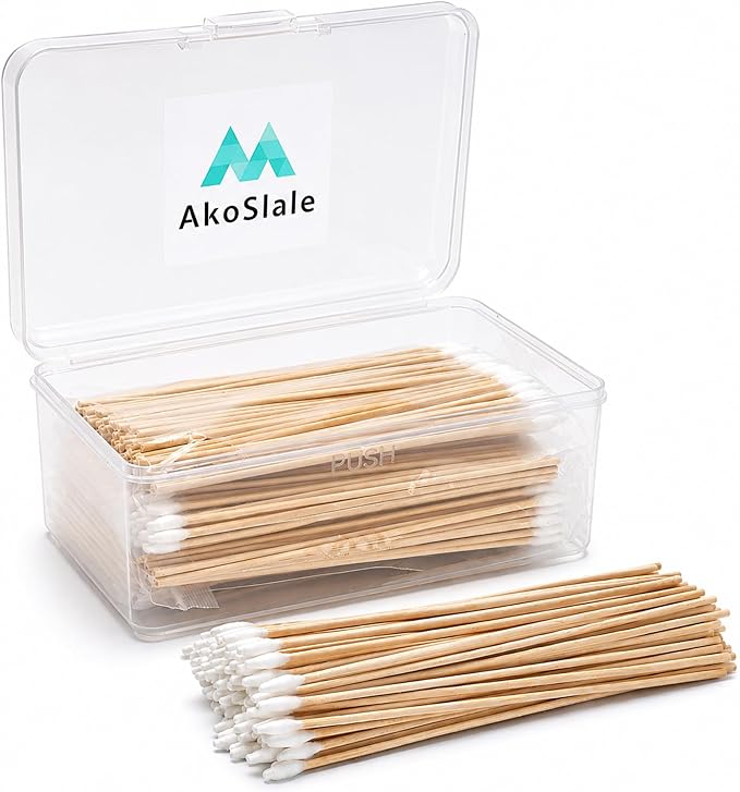 Pointed Cotton Swabs 6 Inch 400 Count – Precision Tapered Wooden Cotton Swabs for Gun Cleaning, Makeup Correction & Dog Ear Care | Extra Long Lint-Free Dual Tip Cotton Tipped Applicators